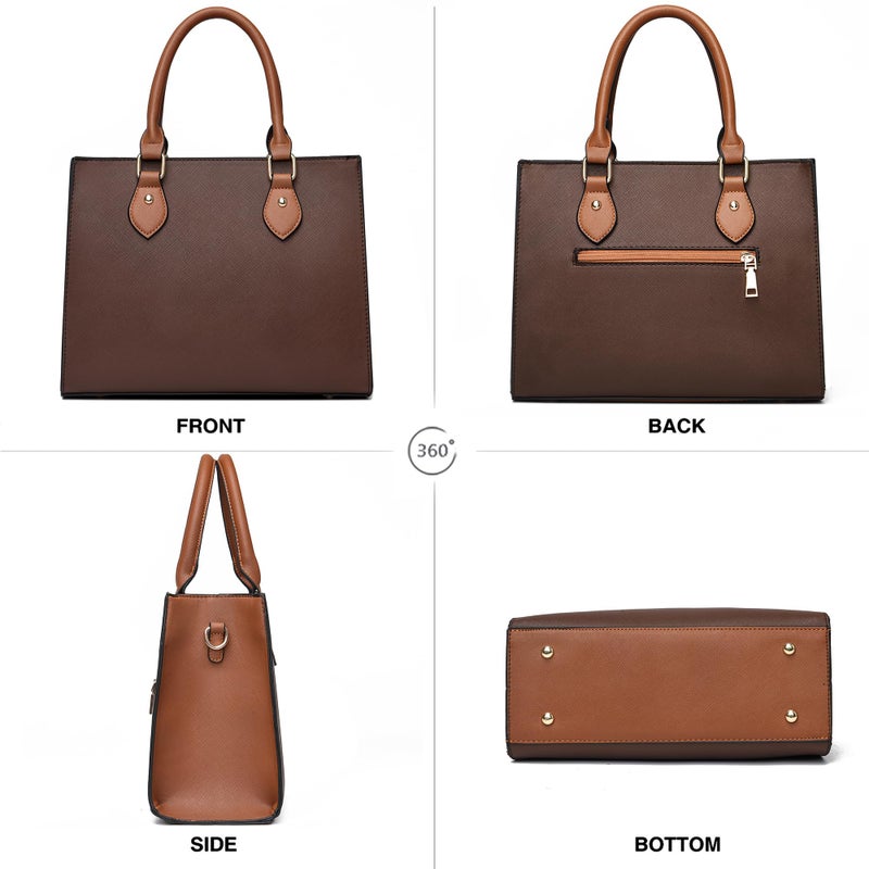 CHICAROUSAL Crossbody Purses and Handbags for Women PU Leather Tote Top Handle Satchel Shoulder Bags (Dark Brown -BR) - Image 4
